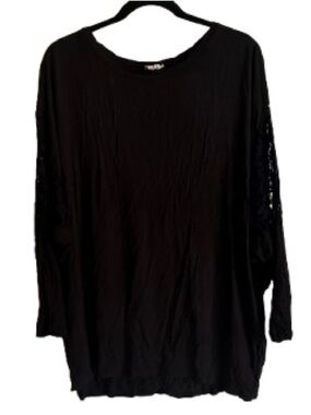 Yelete Black Long Sleeve Top with Subtle Sleeve Detail
